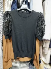 袖シースルー半袖ニットのサムネイル