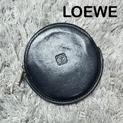 希少】LOEWE ロエベ アナグラム 丸型 レザーコインケース ブルー 本革