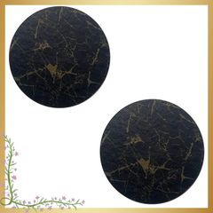 XuJJJJunB 코스터 2장 세트 세련된 PU 코스터 원형 직경 10cm×두께 0.7cm 흡수 미끄럼 방지 대리석의 클로즈업 1