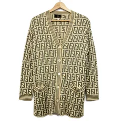 FENDI(フェンディ) カーディガン サイズ38 S レディース ズッカ柄 白×ダークグレー コットン混のサムネイル