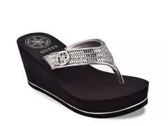 ゲス レディース シューズ サンダル Guess Sarraly Wedge Sandal Pewter MetallicBlack ブラックのサムネイル