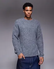 エイソス メンズ アウター ニット・セーター クルーネック ASOS DESIGN relaxed knit crew neck sweater Gray グレーのサムネイル