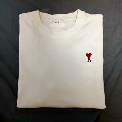 ラスト1点【正規品】アミパリ 白 Tシャツ 黒ハートロゴ刺繍 M - メルカリ