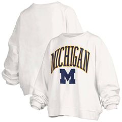 프레스 박스 레이디스 탑스 티셔츠 스웨트 로고 Womens Pressbox White Michigan Wolverines Janise Arch Over Logo Wai