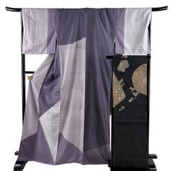 美品】 結城紬 身丈171cm 裄丈69.5cm L 袷 本場結城紬 証紙 亀甲 亀甲