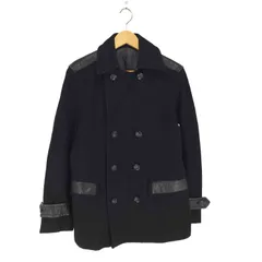 コムサイズム COMME CA ISM lamb leather 羊革 レザー切り替え ピーコート メンズ JPN：L のサムネイル
