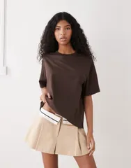 モンキ レディース トップス Tシャツ Monki Ash boxy tee in chocolate チョコレートのサムネイル