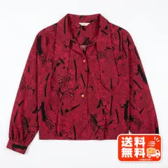 Collection 総柄 長袖シャツ ブラウス レッド レトロ ヴィンテージのサムネイル