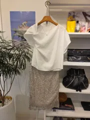 アシンメトリー ツイスト リネン ブラウスのサムネイル