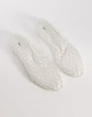 エイソス レディース シューズ パンプス ASOS DESIGN Luminous jelly caged ballet flats in clearのサムネイル