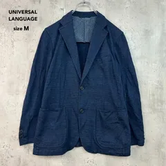 UNIVERSAL LANGUAGE ユニバーサルランゲージ Mサイズ テーラードジャケット ネイビー 2つボタン ビジカジ カジュアル ビジネス 仕事 オフィス 通勤 通学 テレワーク 在宅 パッチポケット センターベント ★ ■◇ ■◆のサムネイル