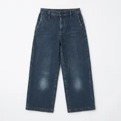 ワイドデニムパンツ クロップド丈 インディゴブルー カジュアル 無印良品風