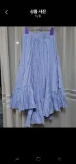 ボーダー柄 フレア ロング丈スカートのサムネイル