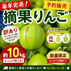 【予約販売】摘果りんご 約10kg 訳あり 加工用 ジャム シロップ 果実酒のサムネイル