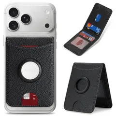 Cavor【AirTag専用スロット搭載】MagSafeケース カード入れスマート紛失防止カードケース 5枚カード収納 超薄型MagSafe 小銭入れ Apple検索ネットワーク対応 消磁防止防止脱着簡単 背面カードgps ステント機能磁気ウォレットケースfo