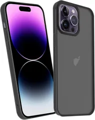 KPNS スマホケース 対応 iPhone 14 Pro Max 用の ケース 米軍MIL規格 肌触りも良い 半透明 耐衝撃 超軽薄 指紋防止 黄変防止 保護 カバー（ブラック）