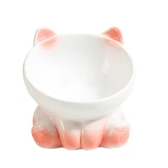 [maru5] 猫 犬 フードボウル ペットボウル 食器 陶器 斜め 15度の傾斜 餌入れ 水入れ 食べやすい 脚付 (ホワイト) [ホワイト]