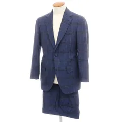 【中古】デペトリロ DE PETRILLO ウールシルクリネン チェック 3つボタンスーツ ネイビーxブラック【サイズ46 Drop7】【メンズ】のサムネイル