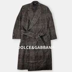 DOLCE & GABBANA ドルチェアンドガッバーナ アルパカ ウール チェック ロングコート ブラウン系 46 / J&NREUSE メンズ アウターのサムネイル