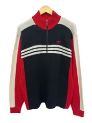 adidas (アディダス) 80s 90s ヴィンテージ ニットカーディガン フルジップ トラックジャケット O レッド×ブラック メンズ/028のサムネイル