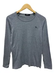 BURBERRY BLACK LABEL (バーバリーブラックレーベル) L/S 長袖 ロングTシャツ ロンT ワンポイント刺繍 無地 2 グレー メンズ/028