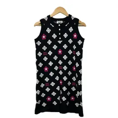 MARY QUANT(マリークワント) ワンピース サイズM レディース - 黒×白×ピンク ノースリーブ/ひざ丈/ニットのサムネイル