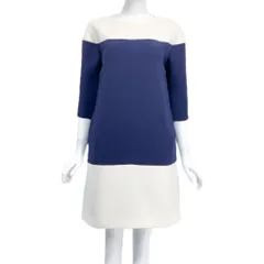 極美品 Foxey New York フォクシーニューヨーク バイカラー ワンピース 34809 ネイビー×ホワイト サイズ40のサムネイル