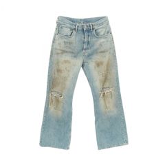 Acne Studios Penicillin distressed denim pants, blue cotton, women's, used, A.