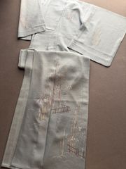 正絹 夏着物 小紋 絽 飛び柄 銀鼠地に萩 - メルカリ