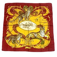 GUCCI ダイアナ Diana スカーフ シルク ゴールドxレッドxパープル