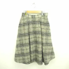 ロッソ ROSSO アーバンリサーチ スカート フレア ミモレ丈 ロング チェック 厚手 ウール サイドジップ 36 グレー ネイビー 紺 /TT11のサムネイル