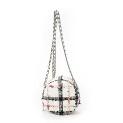 [中古] CHANEL シャネルMini CC Round Chain Crossbody白、黒、ピンクマトラッセツイードAのサムネイル