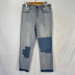 Desigual デシグアル カットオフ パッチワーク デニム パンツ 古着 ダメージ クラッシュ デザイン カジュアル ボタン レディース 28 ブルー  NA35のサムネイル