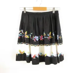 シンシアローリー CYNTHIA ROWLEY スカート フレア ミニ 黒 2 *T110のサムネイル