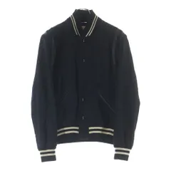 SAINT LAURENT PARIS (サンローランパリ) レザー 切替 ジャガード カモ スタジャン テディジャケット ブラック 354718 Y008Pのサムネイル