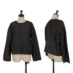 コムコム コムデギャルソンCOMME des GARCONS ポリリネン裾装飾ノーカラージャケット 黒XSのサムネイル