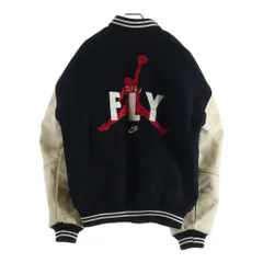 NIKE (ナイキ) 90s AIR JORDAN VARSITY JACKET エア ジョーダン ワッペン 袖レザー バーシティ ジャケット スタジャン ブラック/ベージュのサムネイル