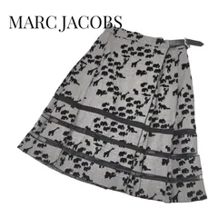 MARC JACOBS マークジェイコブス ラップスカート サイズ0 グレー ブラック アニマル柄 総柄 チェック柄 レディース サイドベルト付き フレア ひざ丈のサムネイル