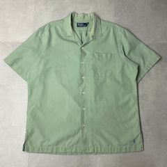 美品 ポロ ラルフローレン シルク リネン オープンカラーシャツ 裾