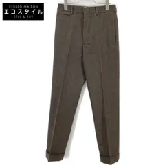 RRL　ダブルアールエル　782915532001 イタリア製 ブラウン ボタンフライ センタープレス ストレートスラックス　28のサムネイル