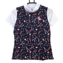 【新品】エフィカス 半袖ハイネックシャツ ネイビー×白 エッフェル塔 国旗 レディース M ゴルフウェア efficaceのサムネイル