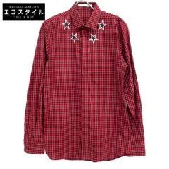 GIVENCHY　ジバンシィ　17S 6002 414 レッド ギンガムチェック スタープリント ロングスリーブシャツ　41のサムネイル