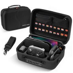 STARTRC GAMES Switch 2 Case, All-in-One Box, EVA Material, Dustproof, Stainproof, Shockproof, Full Protection, Holds Switch 2 Console, Dock, Joy-Con, Pro Controller, and 18 Game Cards (Black)
