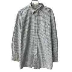 L.L.Bean 長袖 チェックシャツ XL～ ホワイト ブルー エルエルビーン ボタンダウン チェック柄 胸ポケット 長袖シャツ 春物 a806-5750のサムネイル