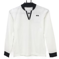 [Brand New] Efficace Blanc Long-Sleeve Skipper Shirt, White x Black, Silicone Logo, Stretch, Women's Golf Wear