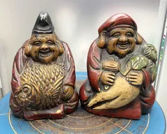 恵比寿様 大黒様 置物 2体セット 七福神 縁起物 陶器製 福の神