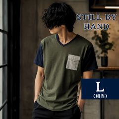 STILLBYHANDシルク混半袖ヨークスリーブシャツ(BLACK NAVY) - メルカリ