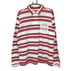 【超美品】ヒールクリーク 長袖ポロシャツ 白×レッド ボーダー ポケットメッシュ メンズ 52 ゴルフウェア Heal Creekのサムネイル
