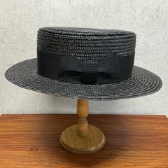 ☆フォクシーブティックベロアリボンストローハットブラック麦わら帽子 