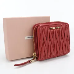 MIUMIU(OUTLET) ミュウミュウ アウトレット コンパクトジップウォレット マテラッセ 二つ折り財布/ラムスキン【中古】 レディースのサムネイル